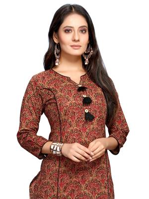 Maroon printed cotton ethnic-kurtis 5