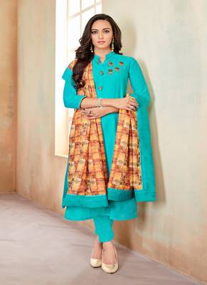 Sky-blue fancy cotton salwar 1