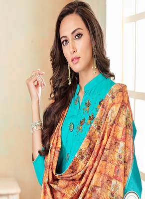Sky-blue fancy cotton salwar 2