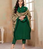 Dark-green fancy cotton salwar