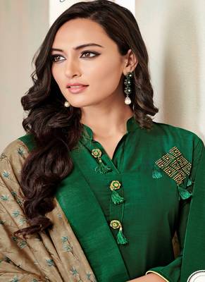 Dark-green fancy cotton salwar 2