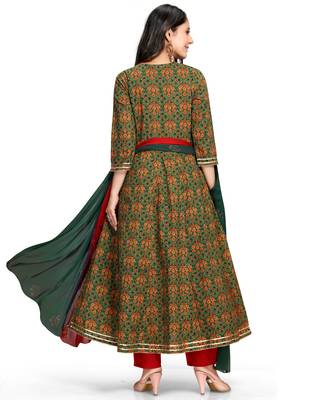 Green printed cotton ethnic-kurtis 2