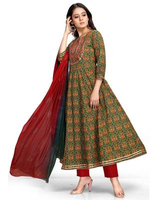 Green printed cotton ethnic-kurtis 3