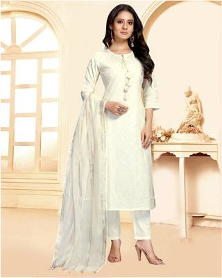 Off-white printed cotton ethnic-kurtis 1