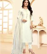 Off-white printed cotton ethnic-kurtis