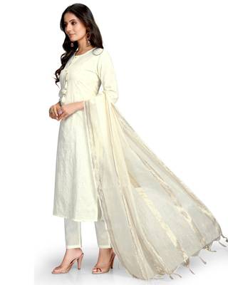 Off-white printed cotton ethnic-kurtis 3
