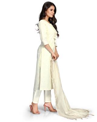 Off-white printed cotton ethnic-kurtis 4
