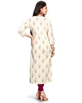 Off-white printed cotton ethnic-kurtis 2