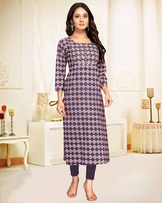 Grey printed cotton ethnic-kurtis 1