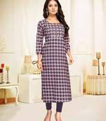 Grey printed cotton ethnic-kurtis
