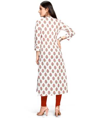 White printed cotton ethnic-kurtis 2