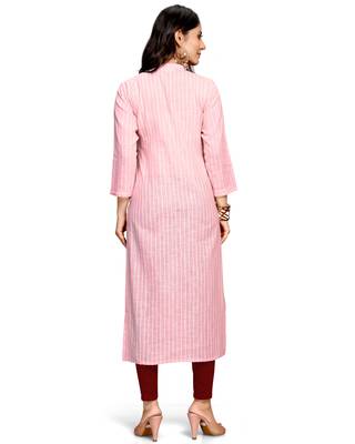 Baby-pink printed cotton ethnic-kurtis 2