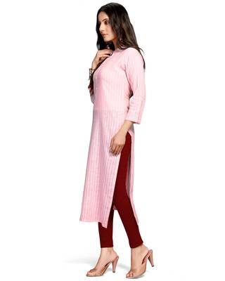 Baby-pink printed cotton ethnic-kurtis 3