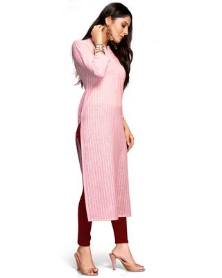 Baby-pink printed cotton ethnic-kurtis 4