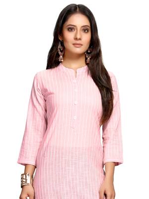 Baby-pink printed cotton ethnic-kurtis 5