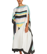 JSDC Women's Boat Neck Style Printed Softy Silk Kaftan