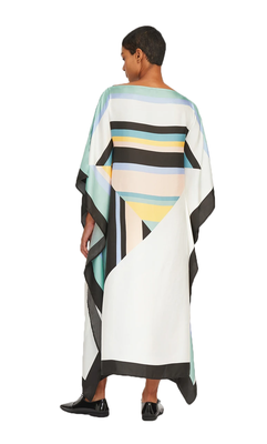 JSDC Women's Boat Neck Style Printed Softy Silk Kaftan 2