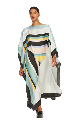 JSDC Women's Boat Neck Style Printed Softy Silk Kaftan 3