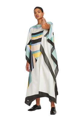 JSDC Women's Boat Neck Style Printed Softy Silk Kaftan 4