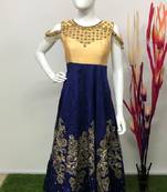 Cream hand embroidery art silk salwar