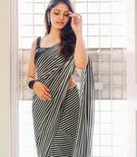 White plain georgette saree with blouse