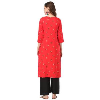 Red printed rayon long-kurtis 2