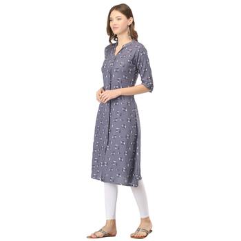 Grey printed rayon long-kurtis 3