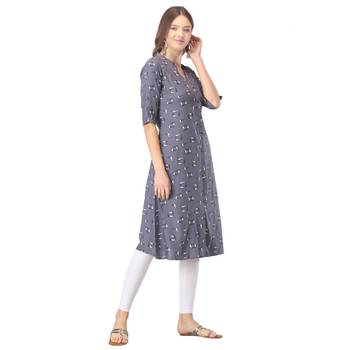 Grey printed rayon long-kurtis 4