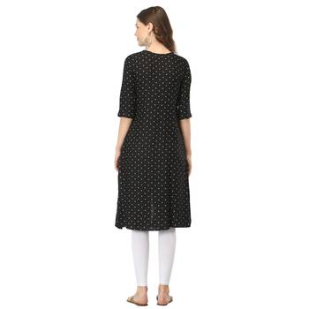 Black printed rayon long-kurtis 2