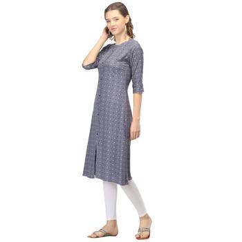 Grey printed rayon long-kurtis 3