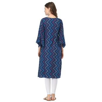 Blue printed rayon long-kurtis 2