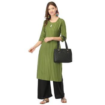 Olive printed rayon long-kurtis 5