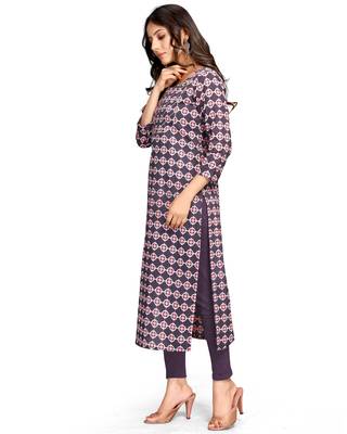 Grey printed cotton ethnic-kurtis 5