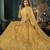 Cream thread embroidery net semi stitched lehenga
