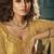 Cream thread embroidery net semi stitched lehenga