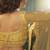 Cream thread embroidery net semi stitched lehenga