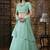 Aqua-blue thread embroidery georgette semi stitched lehenga