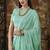 Aqua-blue thread embroidery georgette semi stitched lehenga
