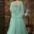 Aqua-blue thread embroidery georgette semi stitched lehenga