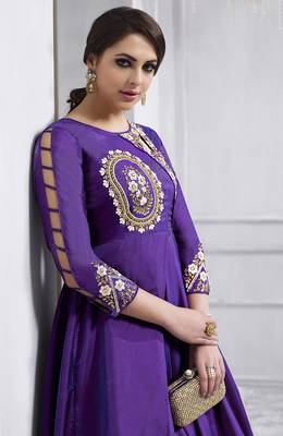 Dark-violet embroidered taffeta salwar 2