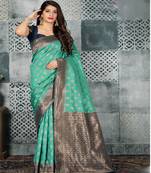 Turquoise  Woven Banarsi Silk Saree