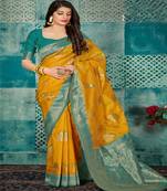 Yellow Woven Banarsi Silk Saree