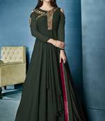 Dark-green embroidered georgette salwar