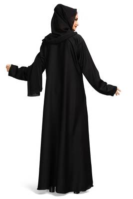 Khadija fashion, plain Imported Nida fabric with black pearl work scarf burqa for islamic girls 2