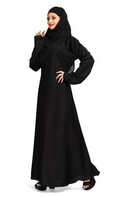 Khadija fashion, plain Imported Nida fabric with black pearl work scarf burqa for islamic girls 3