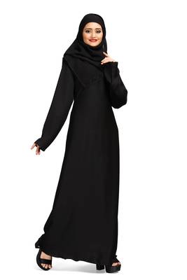 Khadija fashion, plain Imported Nida fabric with black pearl work scarf burqa for islamic girls 4