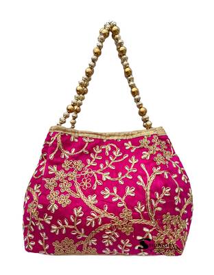 Shoptory India Handicraft Women's Silk Ethnic Rajasthani Hand Bag , Pink 3