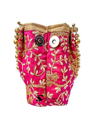 Shoptory India Handicraft Women's Silk Ethnic Rajasthani Hand Bag , Pink 4