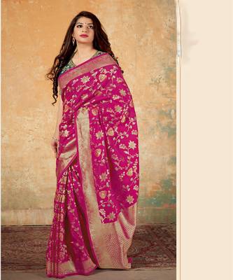 Rani Pink Banarsi Silk Saree 2