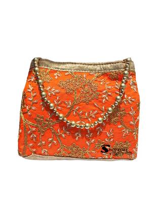 Shoptory India Handicraft Women's Silk Ethnic Rajasthani Hand Bag , Orange 2